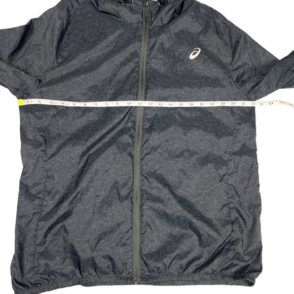 Asics Running Jacket Grey Long‎ Sleeve Full Zip Hooded Activewear Lightweight - Picture 4 of 10